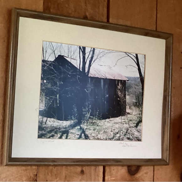 Black and white photo, tobacco barn, frame no glass 12” x 14 1/2” - Picture 1 of 10